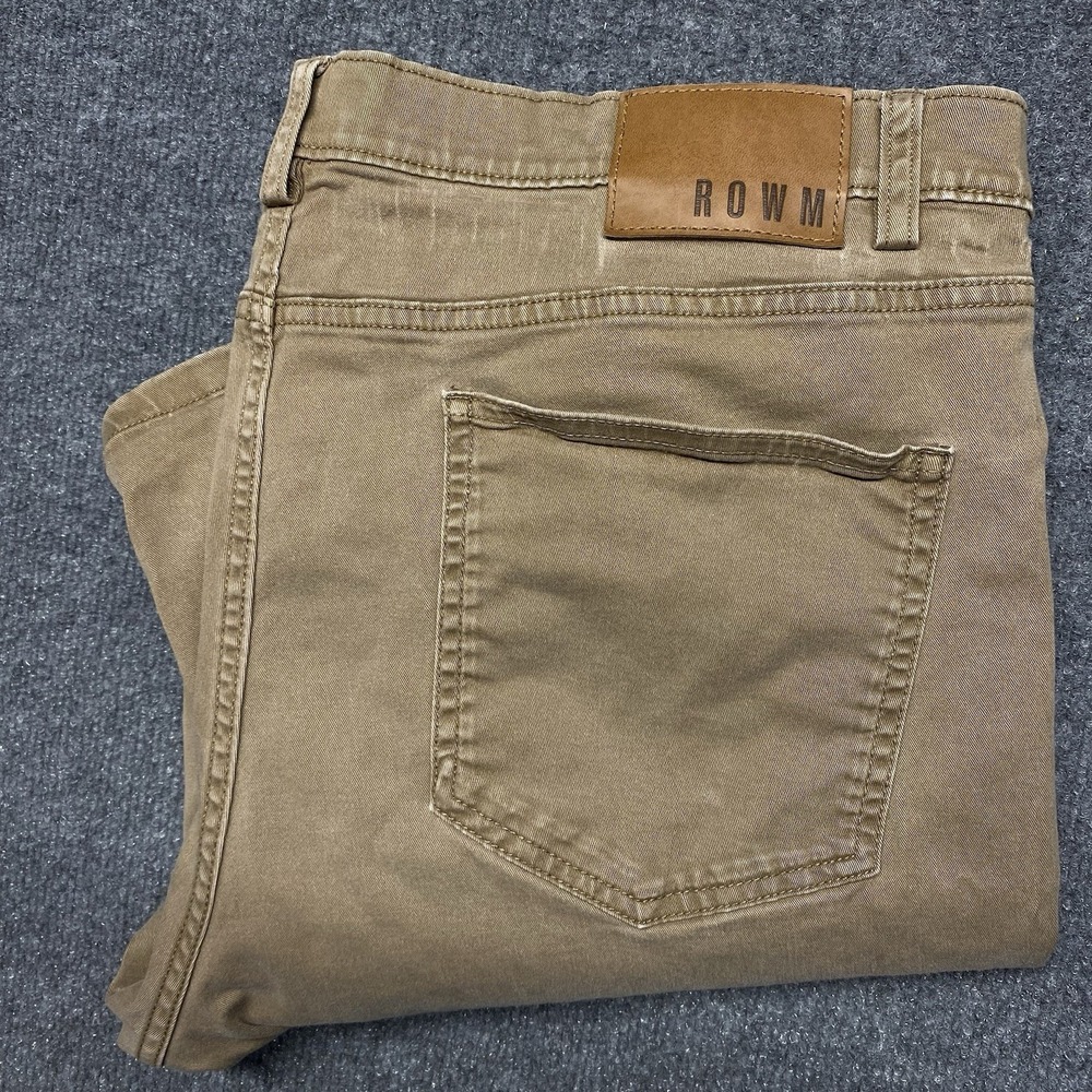 Rowm Jeans Mens 40X30 Actual Brown Straight Leg Stretch 5 Pocket Work